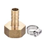 sourcing map Brass Barb Hose Fitting Connector Adapter 12mm Barbed x G3/4 Female Pipe with Hose Clamp and Washer