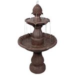 Sunnydaze 2-Tier Curved Plinth Water Fountain, Outdoor Electric Garden Waterfall Feature, 38 Inch