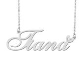 Silver Tiana Name Necklace Heart Charm Pendant Stainless Steel Mother Day Jewelry for Best Friends Familys 16"