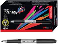 BIC Intensity Black Permanent Markers, Fine Point, 24-Count Pack of Black Markers With Non-Slip Grip for Comfort and Control