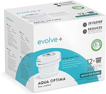 Cartucho de filtro de agua Aqua Optima - Evolve+ paquete de 12 (suministro para 12 meses), sistema de filtración en 5 etapas que reduce el cloro, compatible con las jarras de agua Brita y PerfectFit