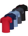 QAYMZUMD 5 Pack Quick Dry T Shirt Running Shirts Men Sport Tops Mens Breathable Moisture Wicking Active Workout Shirts Cool Dry Running Tops Short Sleeve for Exercise-Black/Grey/Navy/Haze/Red-XL