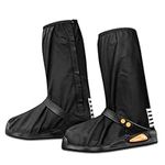 Ctrunit Waterproof Shoe Covers with Reflector,Non -Slip PVC Rain Boots Shoes with Zipper Rainproof Boots Cover Reusable & Foldable, Men Women Rain Feet Gaiters for Rain Mud Snow (35T,Black, 2XL)