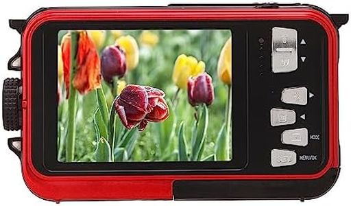 Dual Screens Waterproof Digital Camera, Full HD 2.7K 48MP 10ft 16X Digital Zoom Waterproof Dual Front and Rear Screen Digital Camera for Teenagers Beginners. (Red)