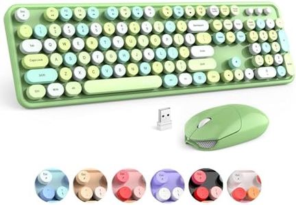 MOFII Wireless Keyboard and Mouse Combo, Retro Green 2.4GHz Full Size Colorful Keyboards with Round Keycaps, Cute Wireless Mouse for Laptop, PC, Chromebook, Smart TV, Computer, Windows