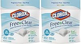 Clorox 2 Free & Clear Laundry Stain Remover & Color Booster Packs, 20 Count (Pack of 2)