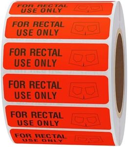 Hybsk for Rectal Use Only Stickers 1.5" x 0.375" Fluorescent Red Stickers with Permanent Adhesive 500 Labels Per Roll (Fluorescent Red)