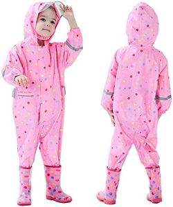 Kids Toddler Rain Suit for Boys Girls One Piece Hoodie Zipper Waterproof Rain Jacket 7-9 Years XL Size