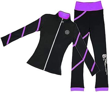 LIUHUO Figure Skating Spiral Jacket Pants Fleece Pants for Girls Black Pants for Women