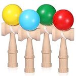 Libima 4 Packs Wood Kendama Toy Wooden Catch Ball in Cup Game Vintage Catch Game Hand Eye Coordination Educational Game for Beginner Birthday Party Supplies Favors Gifts, Red Yellow Blue Green