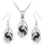 HENGSHENG 100% Natural Freshwater Pearl Jewelry Sets For Women Fashion 925 Sterling Silver Earrings&Pendant Wedding Jewelry, Sterling Silver, Pearl