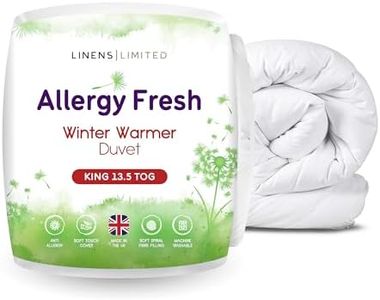Linens Limited - King Size Duvet 13.5 Tog, Allergy Fresh, Winter Warmer, Soft and Comfy, Anti Allergy Hollowfibre, Machine Washable (White)