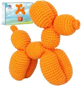 Crochetta Crochet Kit for Beginners, Crochet Kit w Step-by-Step Video Tutorials, Crochet Starter Kit Learn to Crochet Kits for Adults Kids Beginners, Vibrant Orange Balloon Dog (40%+ Yarn Content)