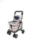 Prestige Shopping Trolley with Seat & Backrest/Walking frame/Seated Mobility Trolley/Stroller 6 wheel (FULLY ASSEMBLED in UK READY TO USE!) (Light Tartan)