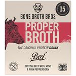 Bone Broth Brothers Premium Beef Bone Broth - 15 Fresh Servings - Miso and Pink Peppercorns Beef Broth - Keto and Paleo Friendly - High in Protein - Low in fat - Low carb - A Source of Collagen