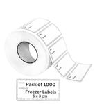 Shazeel Freezer Labels Easy Peel Off 1000 Pcs White Removeable Frozen Food Storage Labels Rolls – 6x3cm Waterproof & Sticky Food Labels Stickers for Freezer, Containers, Jars