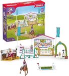 schleich 42440 HORSE CLUB – Equestrian tournament with friends, Schleich set with 86 elements included, 1 Schleich horse and 2 characters, figure set for children aged 5 and above