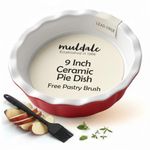 Muldale 9 Inch Ceramic Pie Dish - Deep Fluted Oven-Safe Baking Pan for Apple, Pumpkin, Steak Pies - Dishwasher Safe, Red