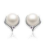 Jewlldeen Pearl Earrings for women, Sterling Silver 925 Studs, Silver Jewelry Gifts for Women/Her/Wife