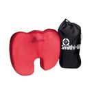 Coccyx Orthopaedic Memory Foam Seat Cushion – Relief from Sciatica Pain, Lower Back Pain & Coccyx/Tailbone Pain | Seat Pad for Chairs, Cars & Planes | Medium Firm Option | Handy Carry Bag (RED)