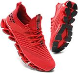 Men's Running Shoes Blade Tennis Walking Fashion Sneakers Breathable Non Slip Gym Sports Work Trainers Red