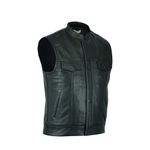 Leatherick Mens Anarchy Premium Cowhide Motorcycle Leather Black Waistcoat (UK, Numeric, 60, Regular, Regular, Black)