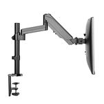 Rife Single Monitor Arm Mount Desk Stand Height Adjustable Articulating Gas Spring Arm | Fits 19 21 24 27 29 30 32 Inch VESA Compatible Computer Screen C-Clamp and Grommet Base (Single Monitor Arm)