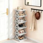 RILUKICH 6 Tier Collapsible Kids Shoe Rack, Small Vertical Foldable Shoe Organizer for Front Door Entrance, Dorm, Bedroom, and Small Spaces (Grey-x)