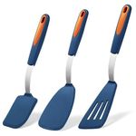 To encounter 3 Pieces Silicone Spatula Set, Heat Resistant Flexible Turner Spatulas, Nonstick Cookie Spatula, Fish Spatula, BPA Free & Dishwasher Safe, Navy Blue