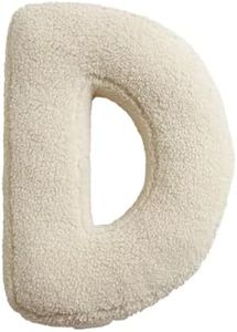 huraty Alphabet D Throw Pillow Decorative Letter Pillow Cream Ivory Lambs Wool Decor for Nursey Kids Bedroom (D, 14.9" Lx11.8 W)
