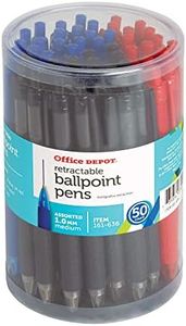 Office Depot Retractable Ballpoint Pens with Grips, Medium Point, 1.0 mm, Black/Blue/Red Barrels, Black/Blue/Red Inks, Pack of 50