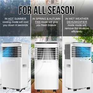 Belaco 9000 BTU Portable Air Conditioner – 4-in-1 Cooling, Dehumidifier, Remote, Dual Window Kit
