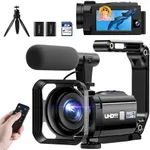 5K Camcorder Video Camera 56MP Vlogging Camera YouTube 16X Digital Zoom Webcam Anti-shake 3.0" 270° Rotation Touchscreen Dual Lens Cam corder with 64GB SD Card, 2 Batteries, Microphone, Remote, Tripod