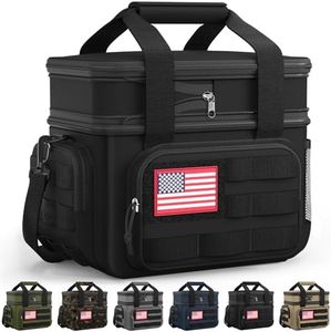 HOTOR Lunch Box for Men & Women - Insulated Lunch Bag with Multiple Pockets, Tactical Cooler Bag for Work, Hiking, Camping, Fishing, Travel, Black, 9.5" x 6.3" x 11.0"
