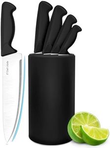 HENKELIVING Knife Set, 6-Piece Kitchen Knife Set, German High Carbon Stainless Steel, Durable & Easy Clean Knife Block, Black