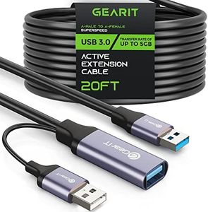 GearIT USB 3.0 Active Extension Cable A-Male to A-Female USB Repeater with Signal Booster for Oculus Rift, Quest Link, Xbox 360 Kinect, PlayStation, Printer, Webcam