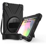 Gerutek Case for Samsung Galaxy Tab A 8.0 2019 with Screen Protector, SM-T290/T295 Case, Full Body Shockproof Case For Samsung Tab A 8.0 Case with 360 Rotating Stand&Hand/Shoulder Strap Case