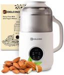 DELCINO Dairy Free Nut Milk Maker Machine & Yogurt Maker Machine - 27 Oz Homemade Oat Milk, Soy Milk, Almond Milk & More Plant Based Milk & Yogurt - Stainless Steel - With Strainer & Thermometer