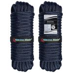 Amarine Made Double Braided Nylon Dock Lines 4840 lbs Breaking Strength (L: 20 ft. D:1/2 inch Eyelet: 12 inch) 2 Pack of Marine Mooring Rope Boat Dock Lines Working Load Limit:968 lbs