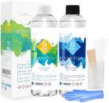 Suzzam Epoxy Resin Kit, 600ml/21oz Clear Epoxy Resin Crystal, Easy Mix 1:1 Ratio Epoxy Resin and Hardener with Measuring Cup, Dropper, Wooden Sticks, Gloves for Jewelry Making, Art, Craft Decoration