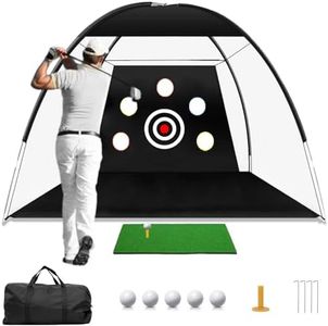 Golf Net,10x7ft Golf Hitting Nets for Backyard Driving,Golf Chipping Swing with Targets/Golf Practice Mat/10 Golf Balls/Golf Tees/Bag,Golf Accessories for Men Indoor Outdoor (Black)