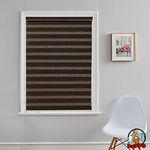 HIPPO Premium Zebra Blinds Wooden Design Polyester Blend Semi/Complete Privacy Indoor Roller Blinds for Windows (Coffee-Brown || 3FTX5FT)