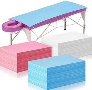 60 Pieces Massage Table Cover Disposable Sheets for Massage Table Waterproof Disposable Bed Sheets Oil Proof for Spas Beauty Salons Lash Bed, 31.5 x 70.1 Inch (Pink, Blue, White)