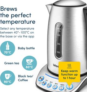 Alexa Smart Kettle 1.7L – Silver Electric WiFi Enabled