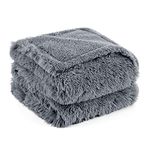 Bedsure Waterproof Dog Blankets Extra Large - 152x203cm Long Faux Fur Dog Bed Blankets Washable for Large Dogs and People, Fluffy Pet Throw Blanket for Sofa Bed Protector, Grey