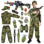 Kids Army Costume for Boys, Military Army Costume with Army Toys, Solider Boy Dress up, Halloween Costumes for Boys