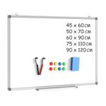 DOLLAR BOSS Magnetic Whiteboard 75 X 110 cm Dry Erase White Board for Walls with Pen Tray, Aluminium Trim and Dry-Wipe Writing Surface for School, Home and Office