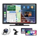 Wireless Apple Car Play and Android Auto 9 inch HD Touch Screen, Car Stereo Bluetooth 5.0, Portable Carplay Car Radio with Backup Camera, GPS Navigation, FM, Siri, Hands Free Calling, Apple Airplay