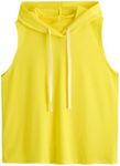 SweatyRocks Women's Summer Sleeveless Hooded Tank Top T-Shirt for Athletic Exercise Relaxed Breathable Solid Yellow X-Large