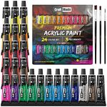 Craft Mode Acrylic paint set 24 12ml Perfect for Canvas, Wood, Ceramic, Rock, Fabric & Crafts. Non-Toxic, Quick Dry Vibrant Colours. Beginners, Students and professionals